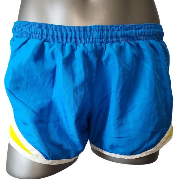 Women's Juniors Soffe Lined Running Shorts Dri-Fit Small Blue Neon Yellow - Picture 1 of 13